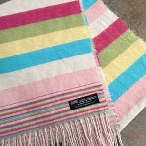 Cashmere pastel striped fringe scarf